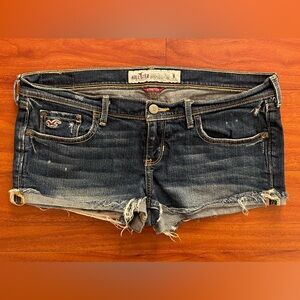 Hollister Frayed Dark Blue Denim Cutoff Shorts